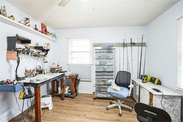 office area featuring light hardwood / wood-style flooring