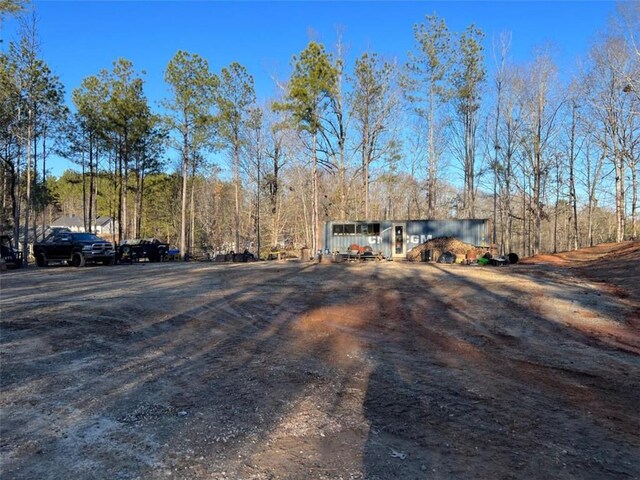 view of road featuring dirt driveway
