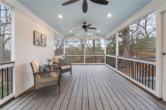 deck featuring ceiling fan