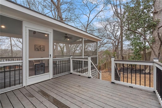 deck featuring ceiling fan