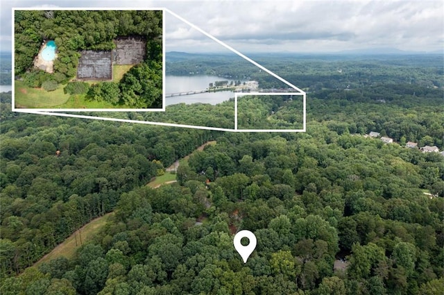 3105 The Trail Rd, Gainesville, GA 30501 - aerial view of property's location with a nearby body of water and property parcel outlined