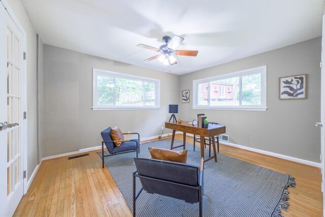 2279 Parkview Cir, College Park, GA 30337 - office space with wood finished floors, ceiling fan, and baseboards