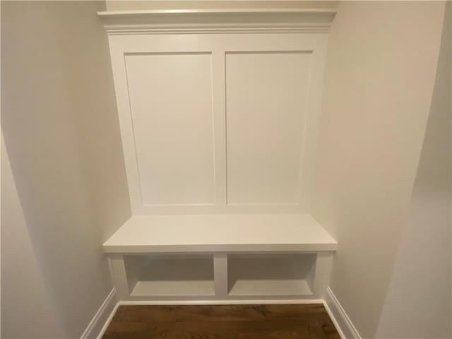 216 Montview Dr, Jefferson, GA 30549 - mudroom featuring baseboards and dark wood finished floors