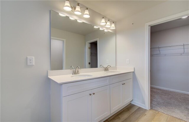 8147 Tiger Way, Riverdale, GA 30296 - full bathroom featuring a walk in closet, double vanity, wood finished floors, and baseboards