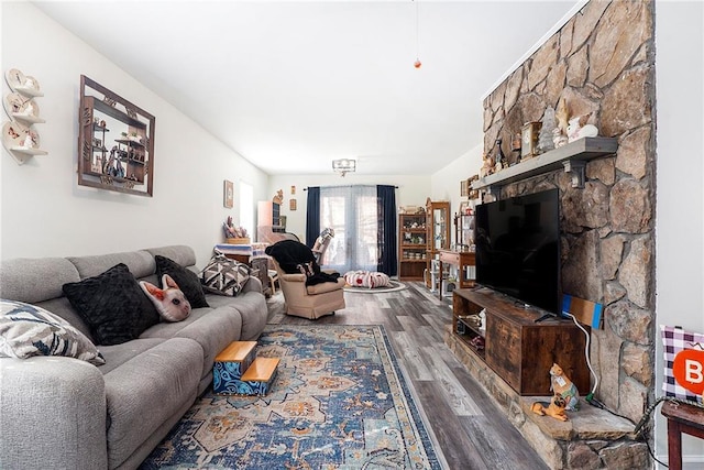 living room with wood-type flooring