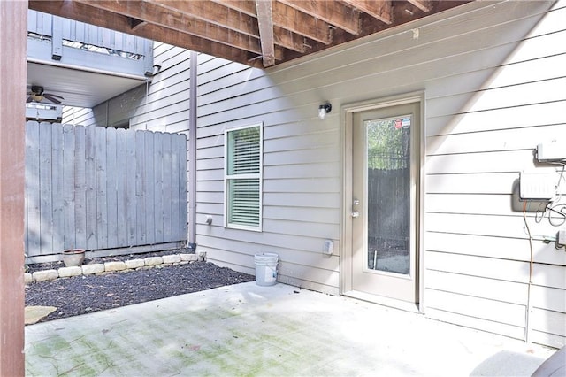 entrance to property with a patio area