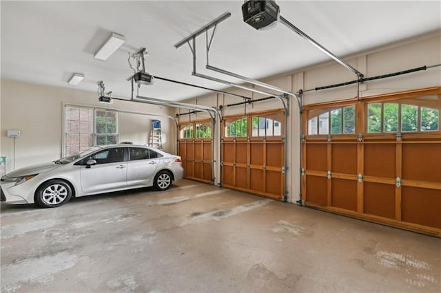 garage with a garage door opener