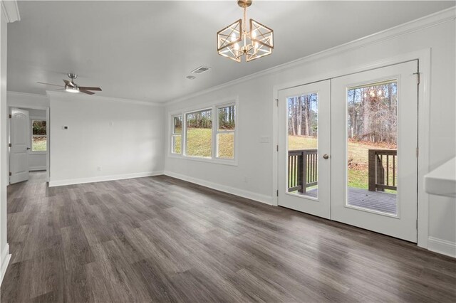 interior space with baseboards, dark wood finished floors, and a wealth of natural light