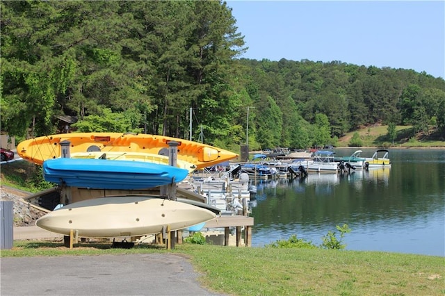 view of dock featuring a water view