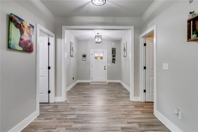 entrance foyer with light hardwood / wood-style floors