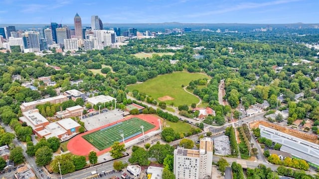 bird's eye view with a city view