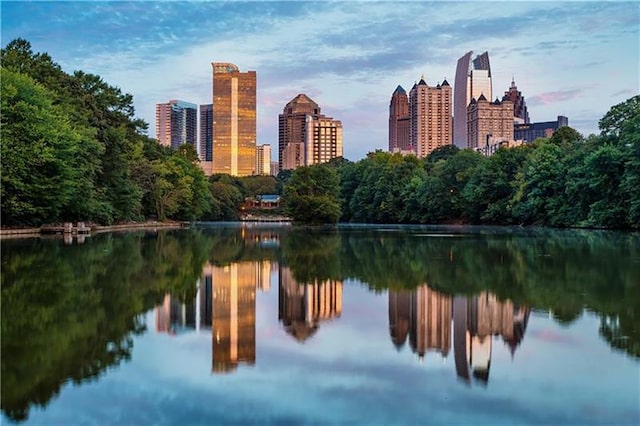 city view with a water view