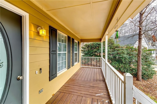 wooden deck with covered porch