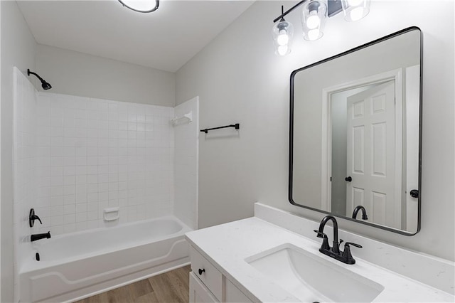 3807 Lance Bluff Ct, Duluth, GA 30097 - full bathroom featuring vanity, wood finished floors, and  shower combination
