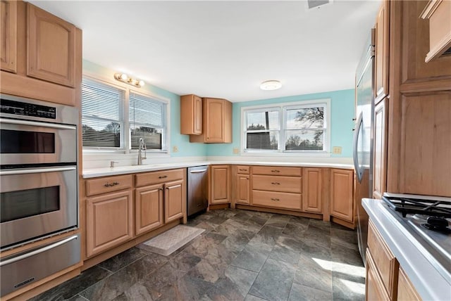 kitchen with a wealth of natural light and stainless steel appliances