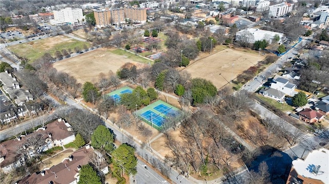 drone / aerial view with a view of city