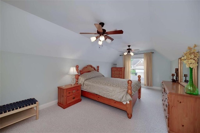 825 Chalet Hls, Mcdonough, GA 30253 - bedroom with light colored carpet, lofted ceiling, and a ceiling fan