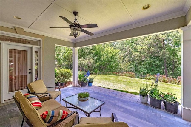 825 Chalet Hls, Mcdonough, GA 30253 - view of patio / terrace featuring ceiling fan