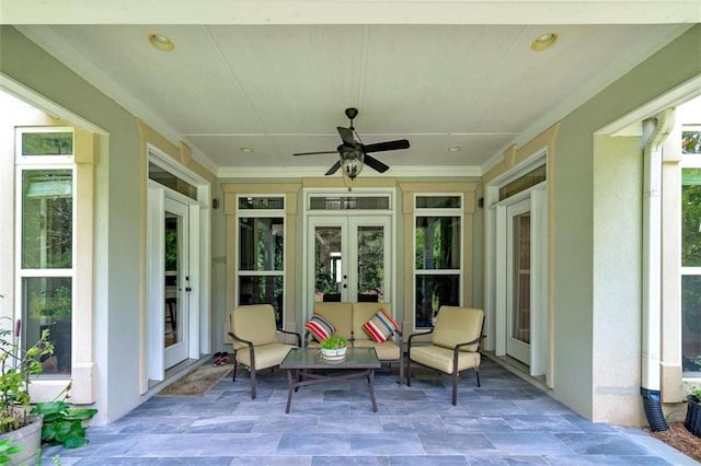 825 Chalet Hls, Mcdonough, GA 30253 - view of patio / terrace featuring french doors and a ceiling fan