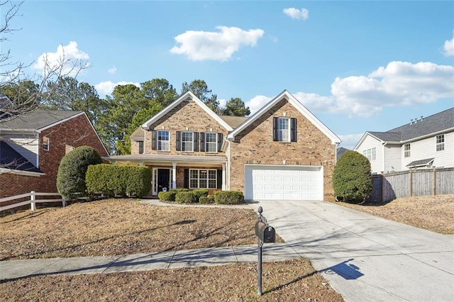 view of front property with a garage