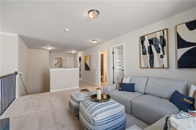 living room with carpet flooring