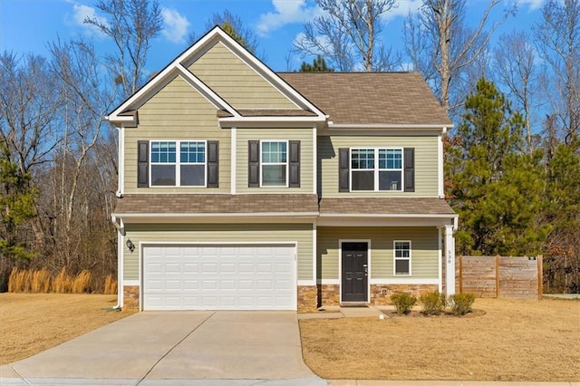 view of front of home with a garage