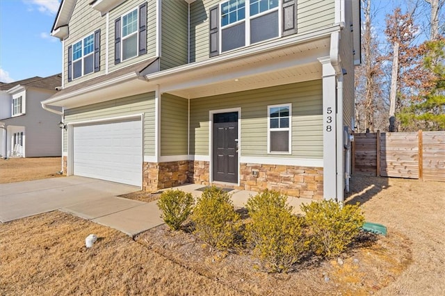 view of front of house with a garage