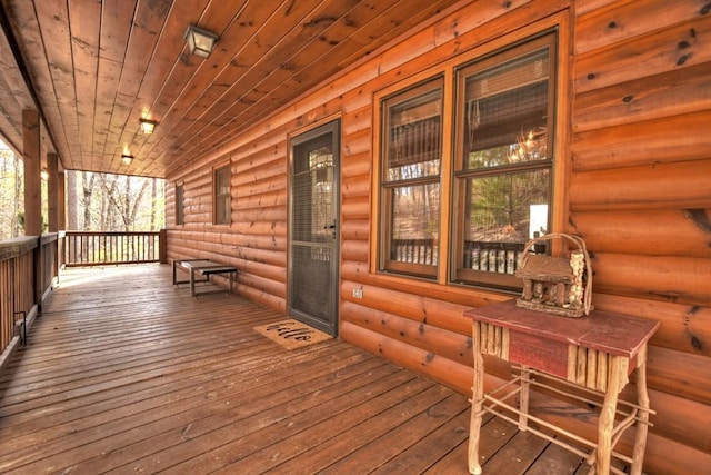 wooden deck featuring a porch