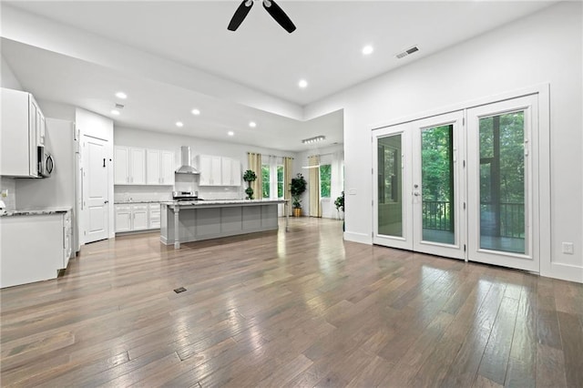 304 Old Cove Rd N, Jasper, GA 30143 - living room featuring a ceiling fan, hardwood / wood-style flooring, recessed lighting, and french doors