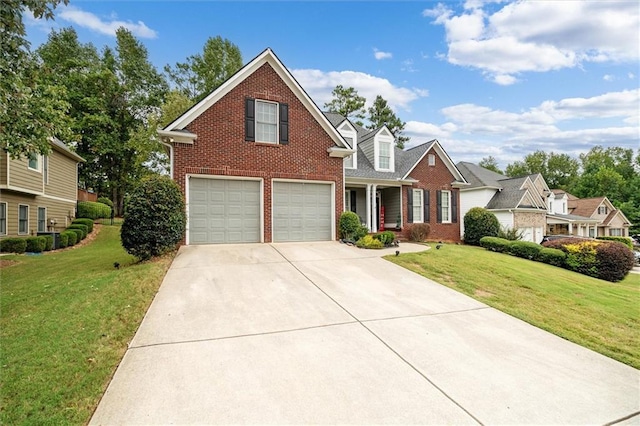 view of front of house with a garage and a front yard