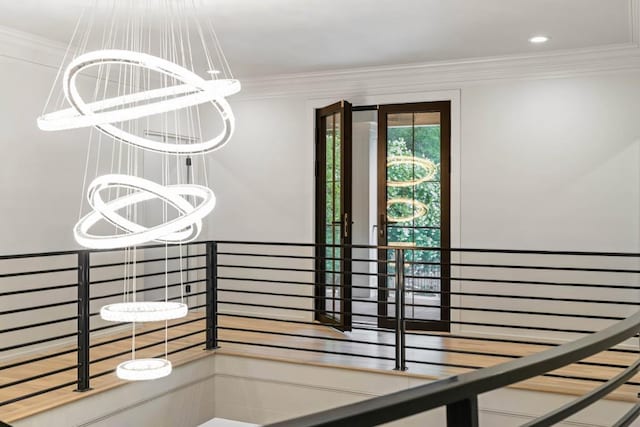 1430 N Harris Rdg, Atlanta, GA 30327 - stairway with a chandelier and ornamental molding