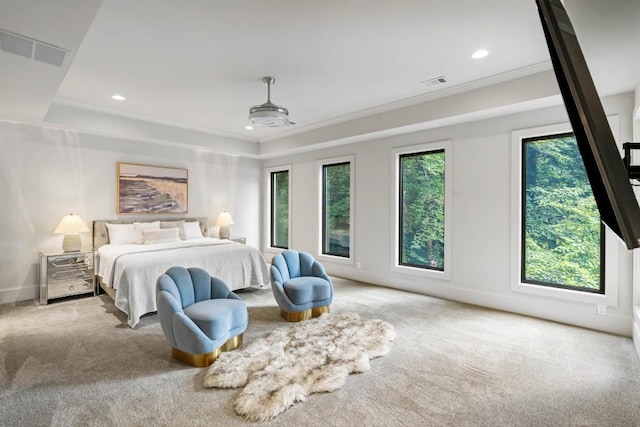 1430 N Harris Rdg, Atlanta, GA 30327 - carpeted bedroom featuring recessed lighting, ornamental molding, baseboards, and a raised ceiling