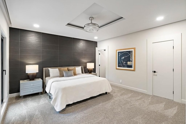 1430 N Harris Rdg, Atlanta, GA 30327 - bedroom featuring baseboards, recessed lighting, light carpet, and a ceiling fan