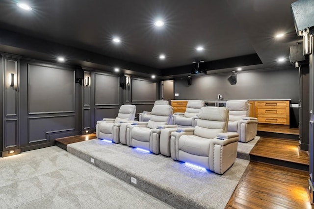 1430 N Harris Rdg, Atlanta, GA 30327 - cinema room with wood finished floors, a decorative wall, and recessed lighting