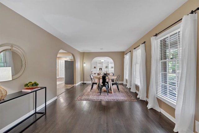 dining room featuring dark wood-type flooring