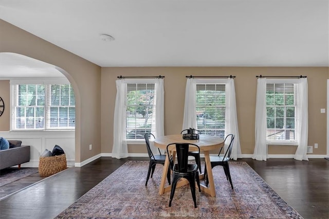 dining room featuring dark hardwood / wood-style flooring