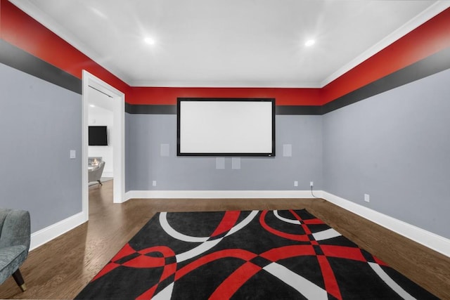 10150 Cedar Ridge Dr, Milton, GA 30004 - cinema room featuring recessed lighting, wood finished floors, and crown molding