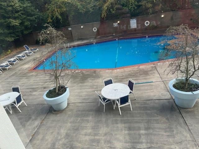 view of swimming pool featuring a patio