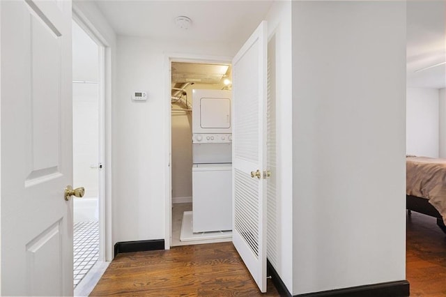 1501 Clairmont Rd Unit 1027, Decatur, GA 30033 - corridor with stacked washer and dryer and wood finished floors