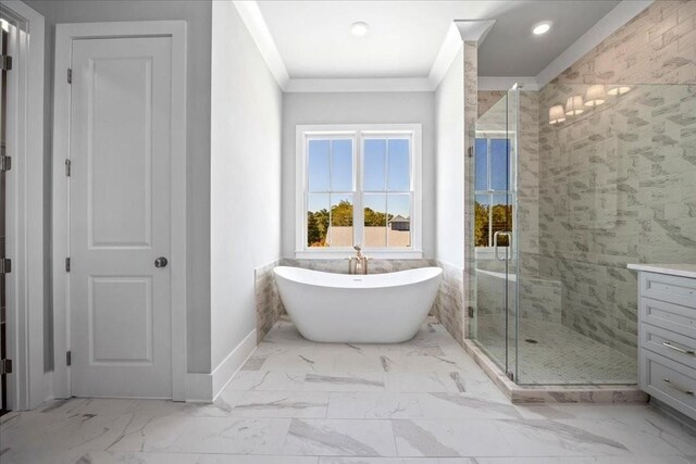 bathroom featuring vanity and crown molding