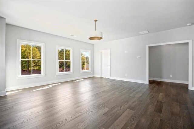 spare room with dark hardwood / wood-style floors