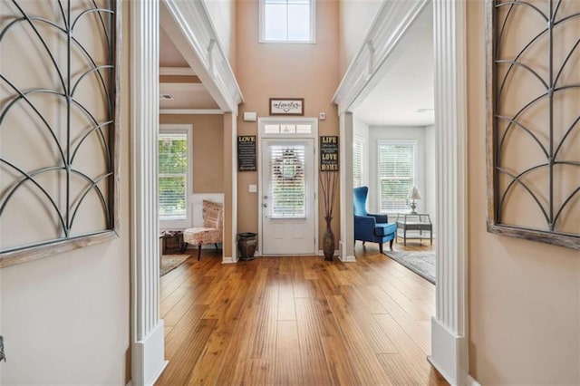 1249 Austin Thomas Dr, Dacula, GA 30019 - foyer with baseboards, a healthy amount of sunlight, and hardwood / wood-style floors