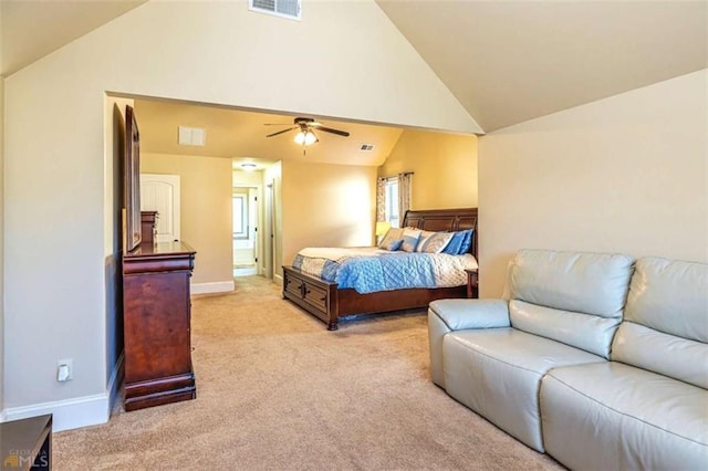 43 Greencove Ct, Newnan, GA 30265 - bedroom featuring light colored carpet, high vaulted ceiling, and baseboards