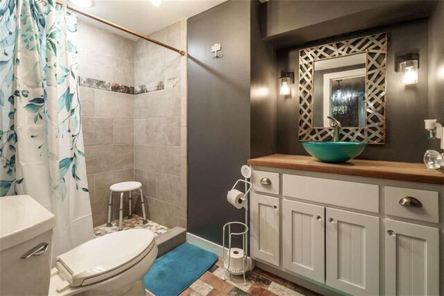 245 Alcovy St, Monroe, GA 30655 - bathroom featuring vanity, toilet, and a shower with shower curtain