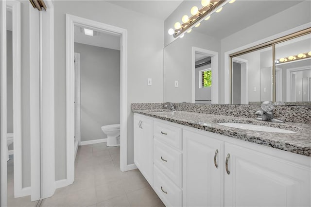 4331 E Kings Point Cir, Dunwoody, GA 30338 - full bathroom featuring toilet, tile patterned floors, baseboards, and double vanity