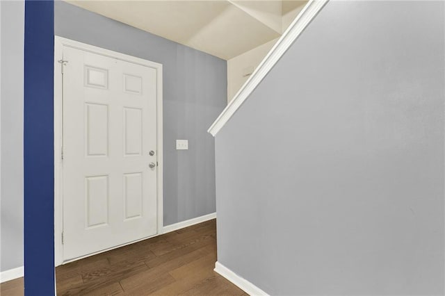 foyer featuring dark wood-type flooring