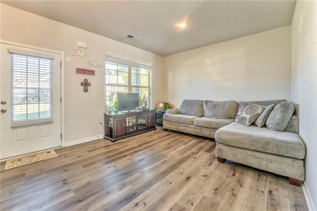 living room featuring light hardwood / wood-style floors