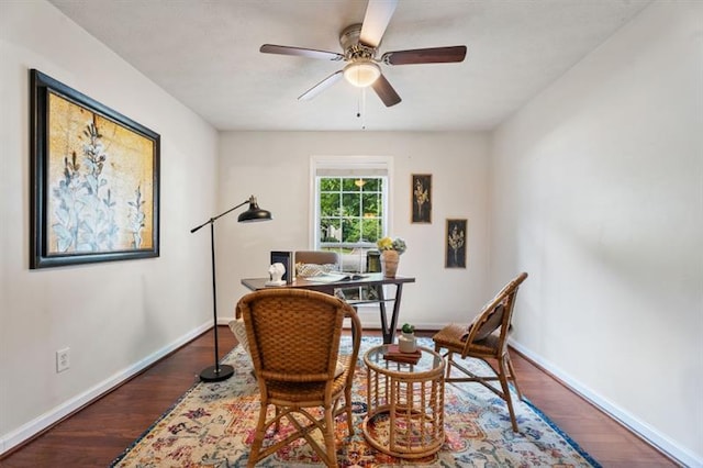 3701 Essex Ave Unit 2, Atlanta, GA 30339 - office featuring a ceiling fan, wood finished floors, and baseboards