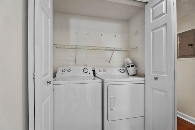 3701 Essex Ave Unit 2, Atlanta, GA 30339 - laundry room featuring washing machine and dryer and electric panel