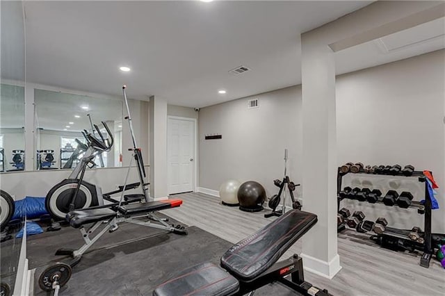 3701 Essex Ave Unit 2, Atlanta, GA 30339 - exercise room with recessed lighting, baseboards, and wood finished floors